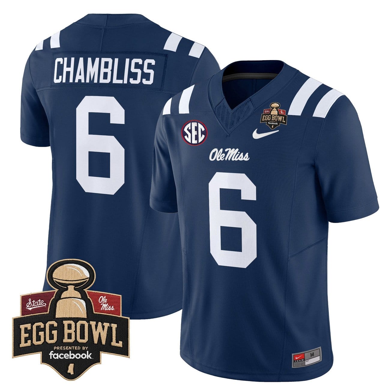 Alternative view of Trinidad Chambliss Jersey #6 Ole Miss Rebels 2025 Egg Bowl Stitched