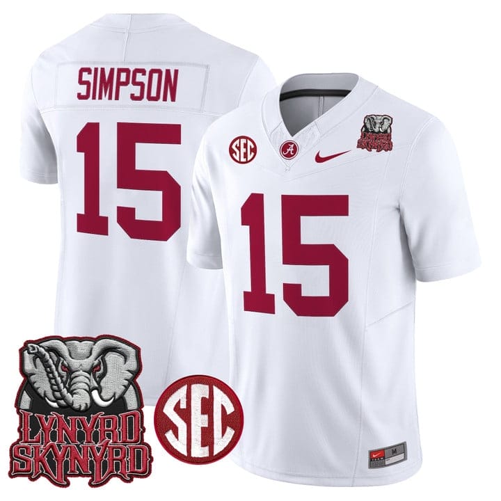 Ty Simpson Jersey #15 Alabama Crimson Tide Lynyrd Skynyrd Patch Stitched - Image 5