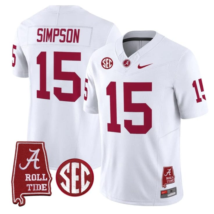 Ty Simpson Jersey #15 Alabama Crimson Tide Throwback Map Stitched - Image 5