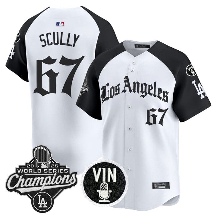 Vin Scully Jersey #67 Dodgers 2025 World Series Champions LA Gothic
