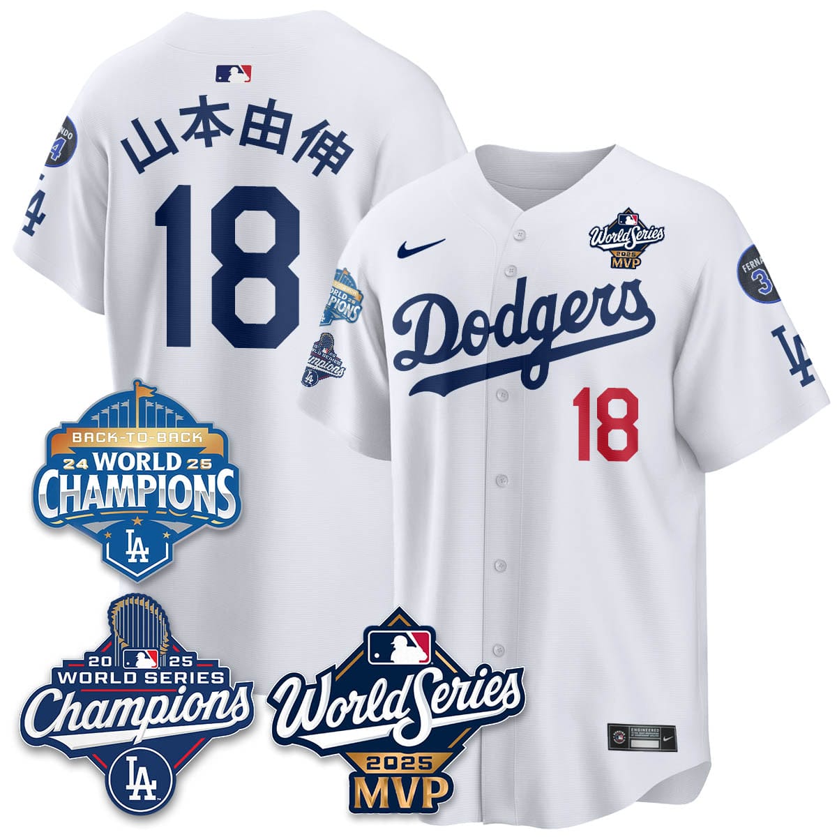 Yoshinobu Yamamoto LAD 2025 World Series MVP Jersey - All Stitched - Image 9