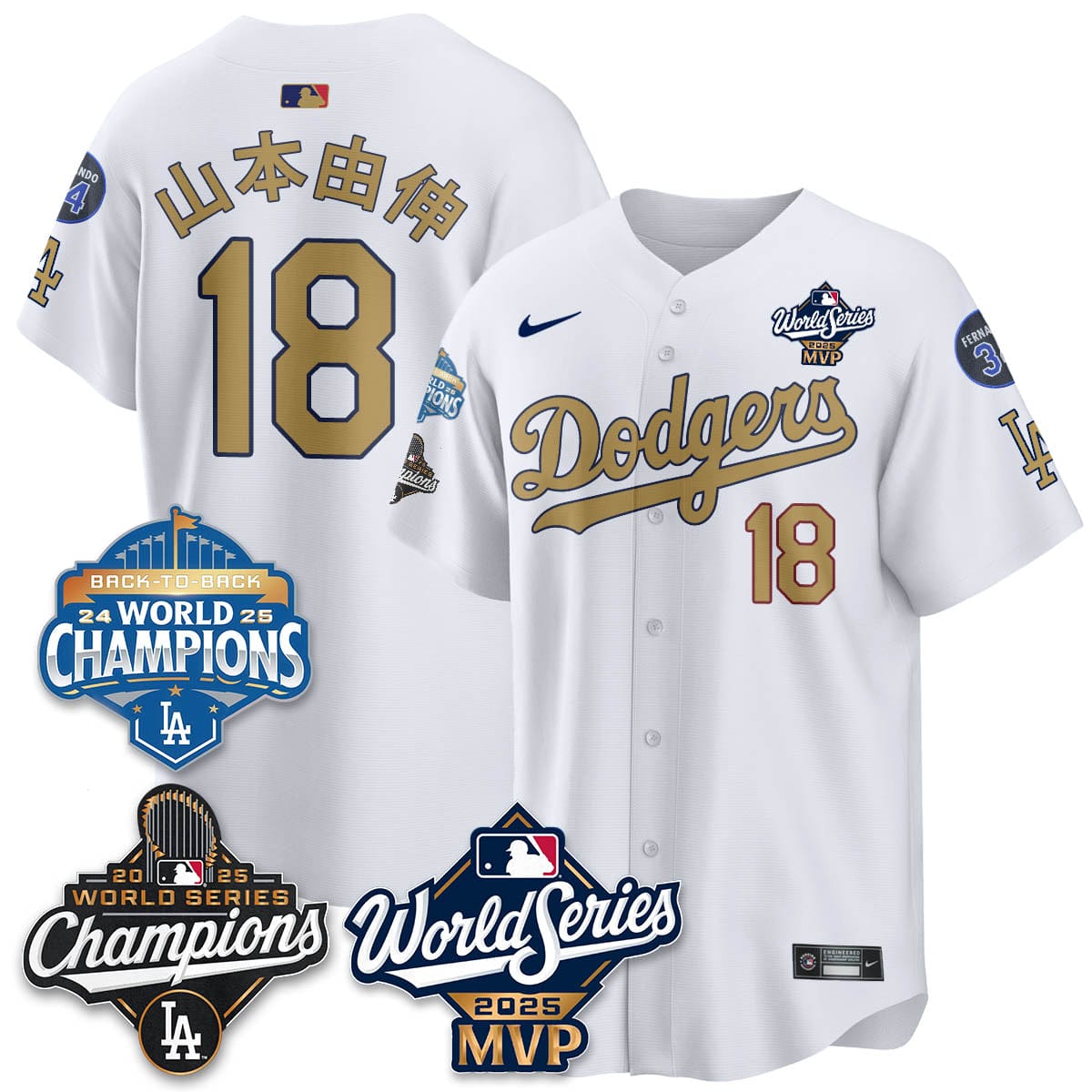 Yoshinobu Yamamoto LAD 2025 World Series MVP Jersey - All Stitched - Image 5