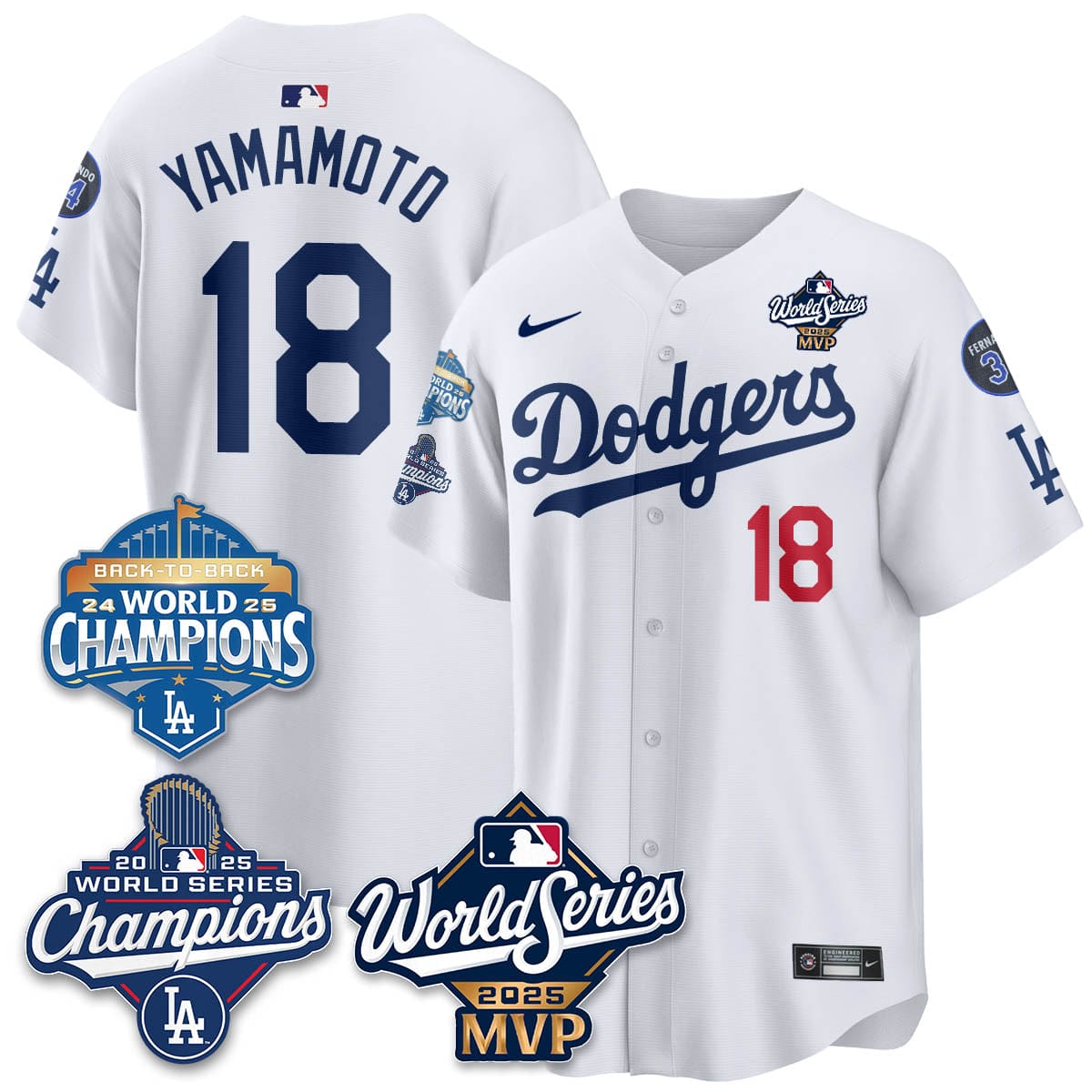 Yoshinobu Yamamoto LAD 2025 World Series MVP Jersey - All Stitched - Image 6