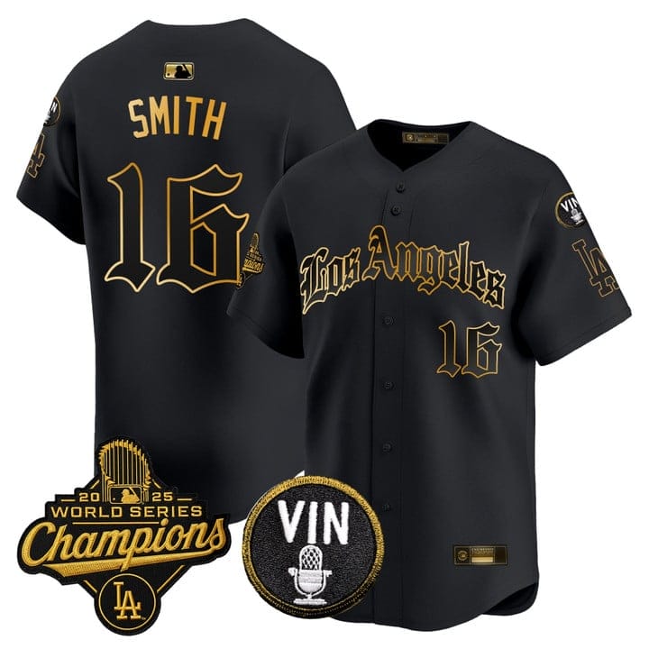 Alternative view of Will Smith Jersey #16 Dodgers 2025 World Series Champions LA Gothic