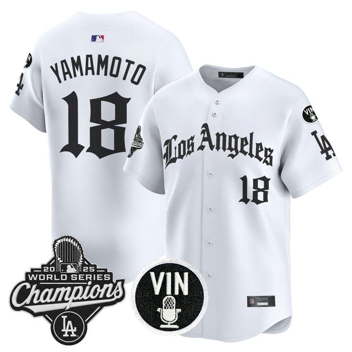 Yamamoto Jersey #18 Dodgers 2025 World Series Champions LA Gothic - Image 5