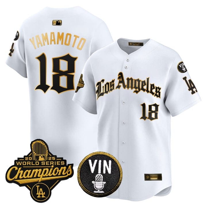 Yamamoto Jersey #18 Dodgers 2025 World Series Champions LA Gothic - Image 4