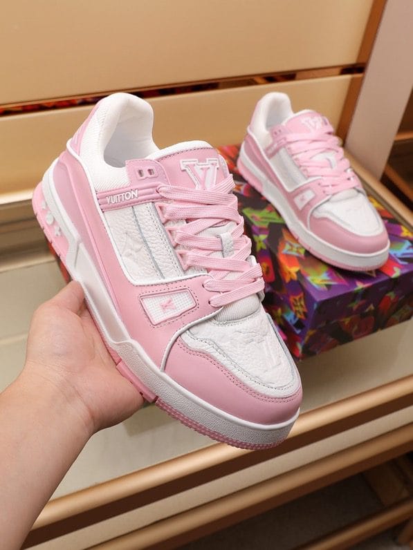 Luxury Virgil Trainer Sneakers Shoes Signature Pink Chalk Monogram - Image 5