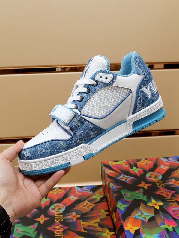Luxury Virgil Trainer Sneakers Shoes Signature Blue White Monogram - Image 8