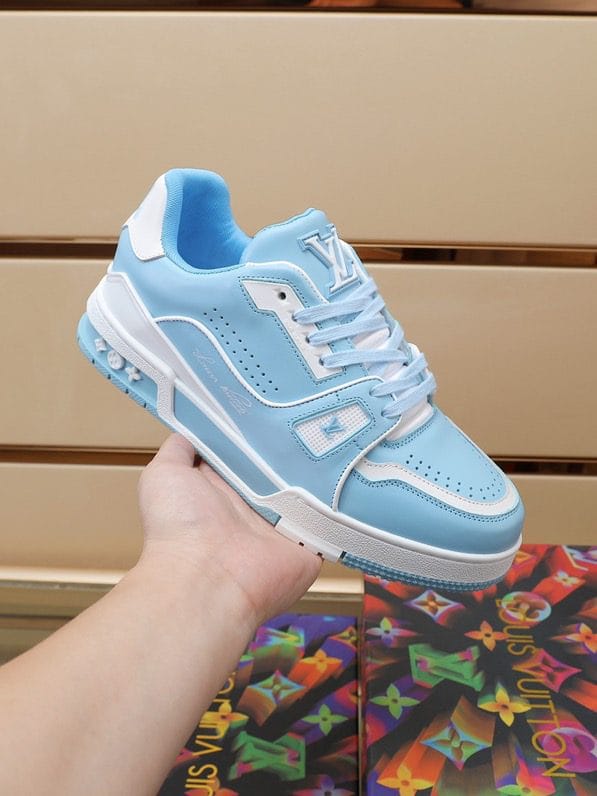 Luxury Virgil Trainer Sneakers Shoes #54 Signature White Blue Monogram - Image 6
