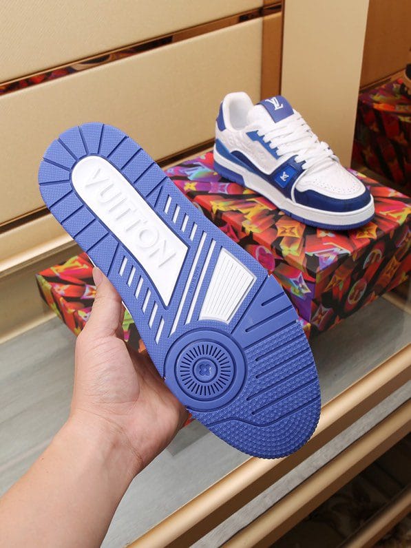 Luxury Trainer Sneakers Shoes #54 Signature Blue and White - Image 8