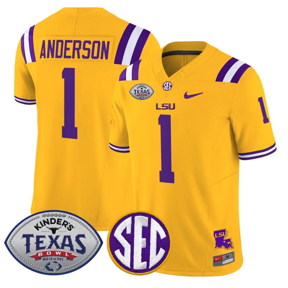 Alternative view of Aaron Anderson Jersey #1 LSU Tigers 2025 Texas Bowl Limited Stitched