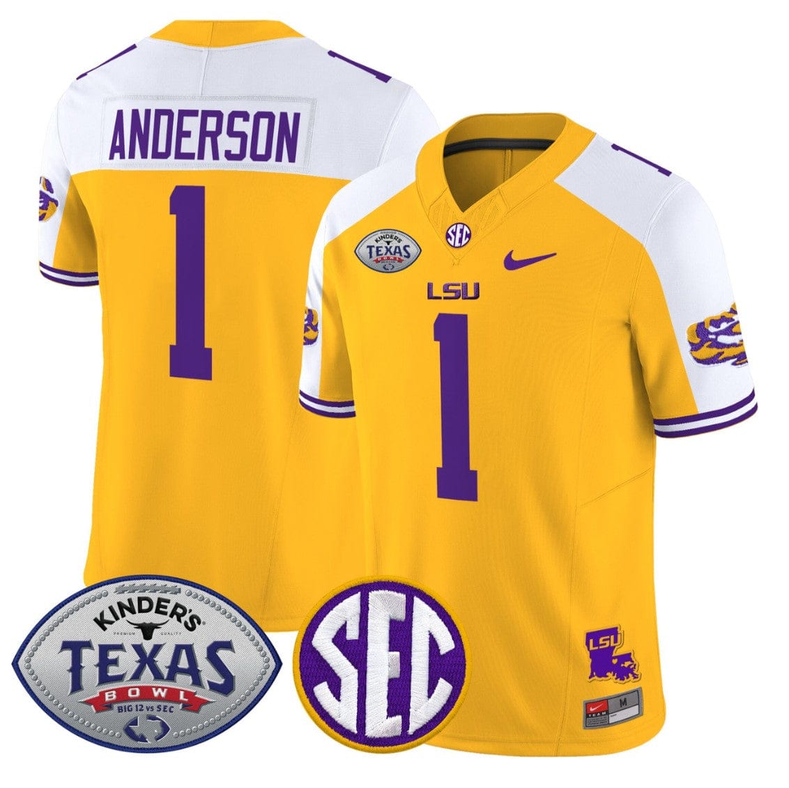 Aaron Anderson Jersey #1 LSU Tigers 2025 Texas Bowl Limited Stitched