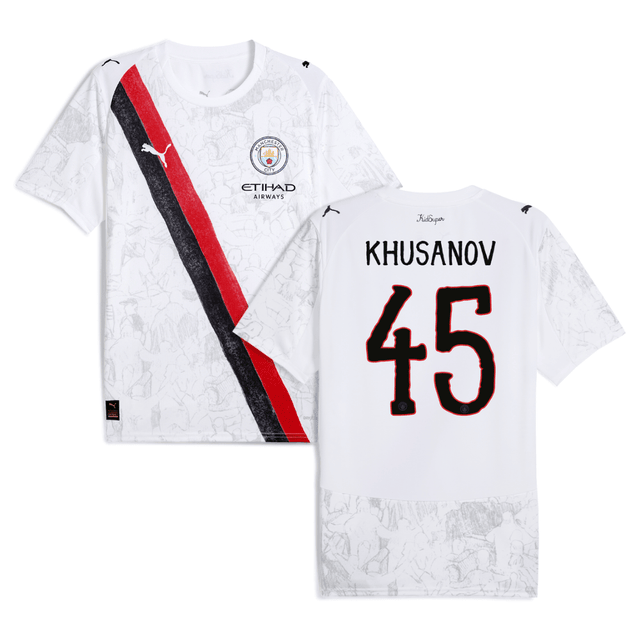 Abdukodir Khusanov 45 Manchester City 2025-26 Match Jersey – White