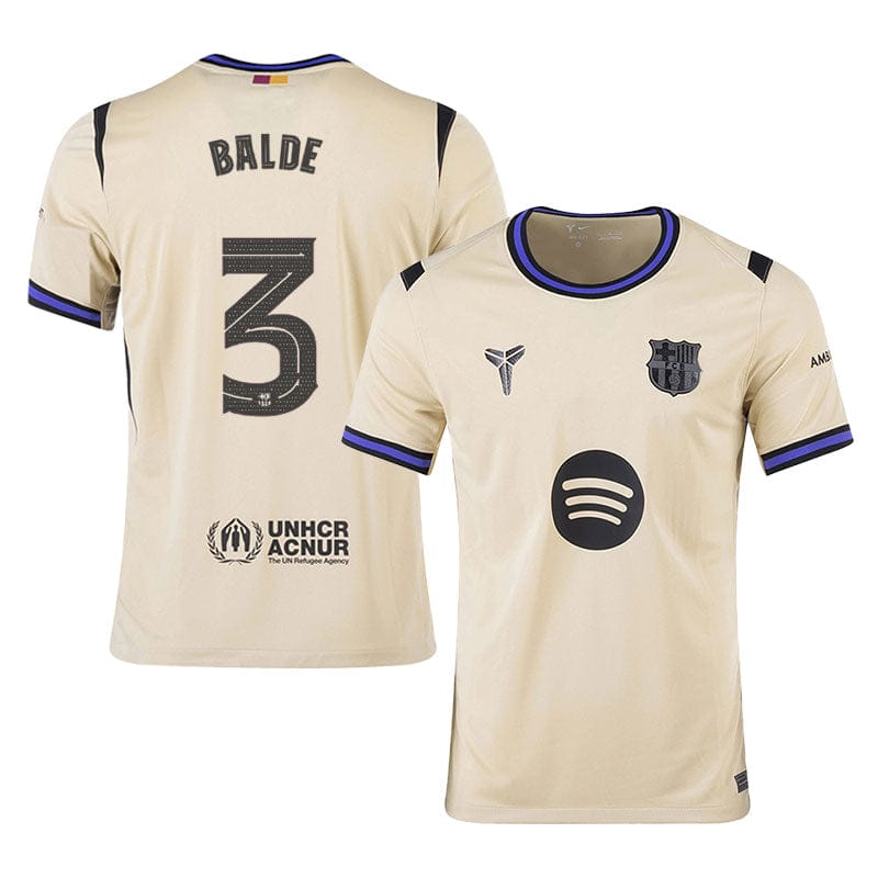 Alejandro Balde #3 Barcelona 2025-26 Away Jersey – Cream