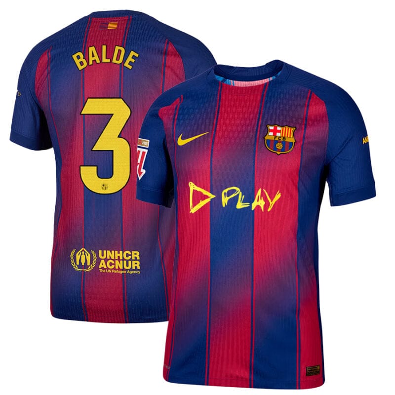 Alejandro Balde #3 FC Barcelona x Ed Sheeran 2025-26 Home Match Jersey – Red blue