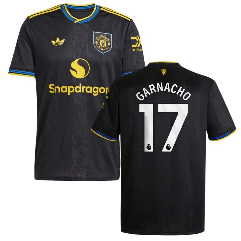 Alejandro Garnacho 17 Manchester United 2025-26 Third Match Jersey – Black