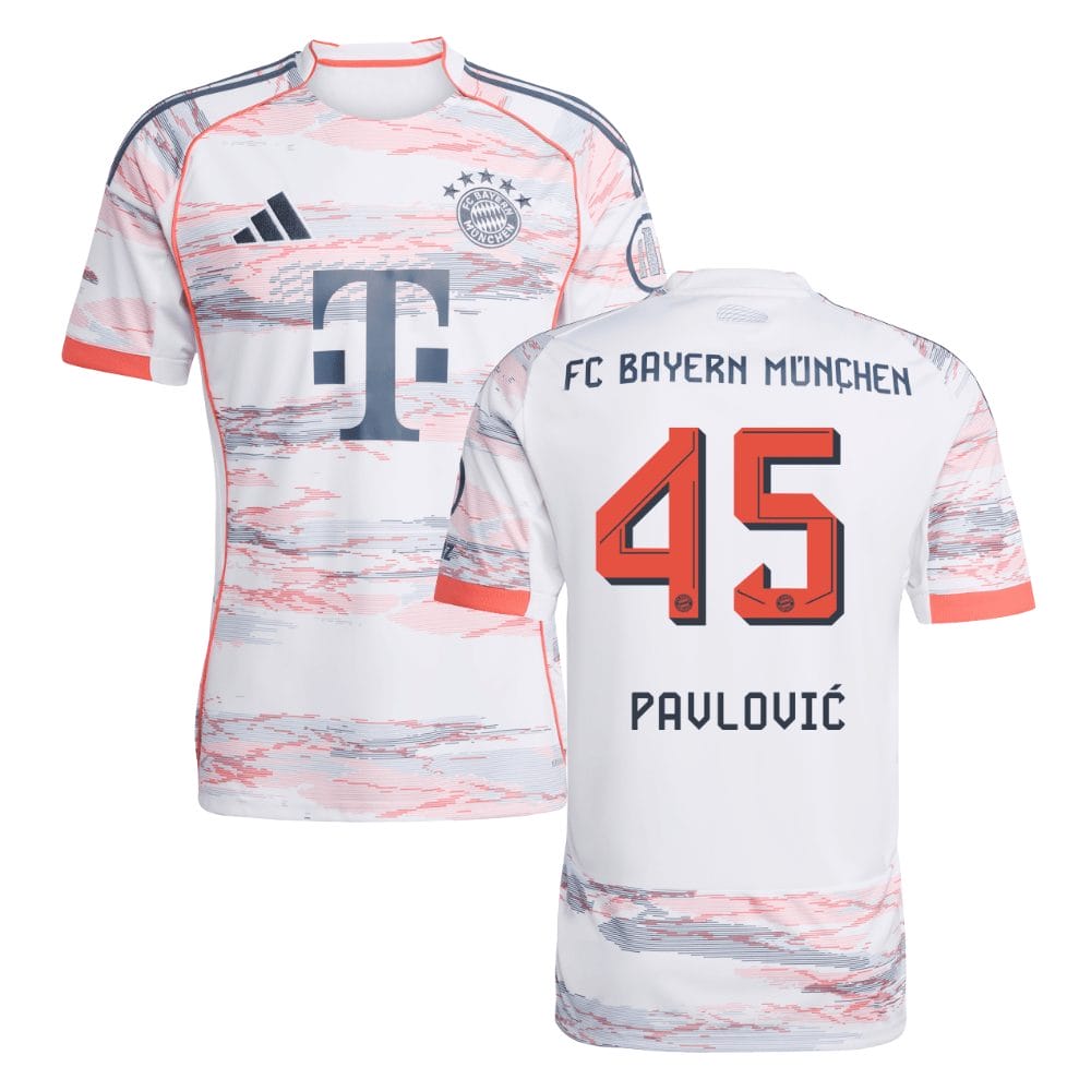 Aleksandar Pavlovic #45 Bayern Munich 2025-26 Away Men Jersey – White