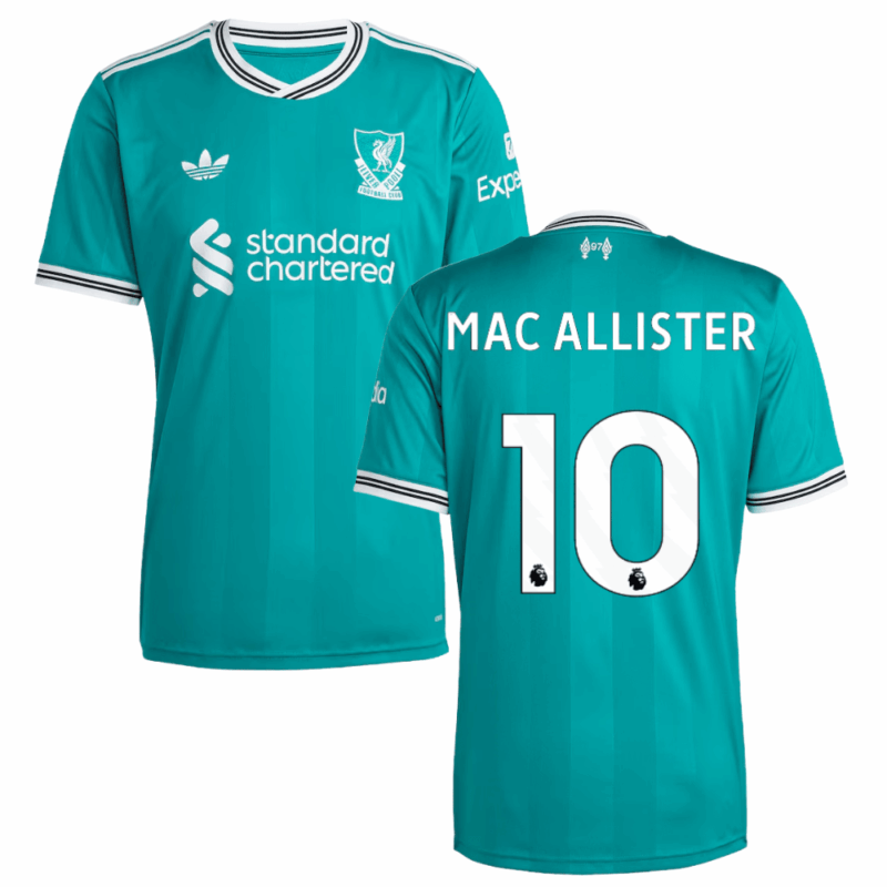 Alexis Mac Allister 10 Liverpool 2025-26 Third Match Jersey – Aqua