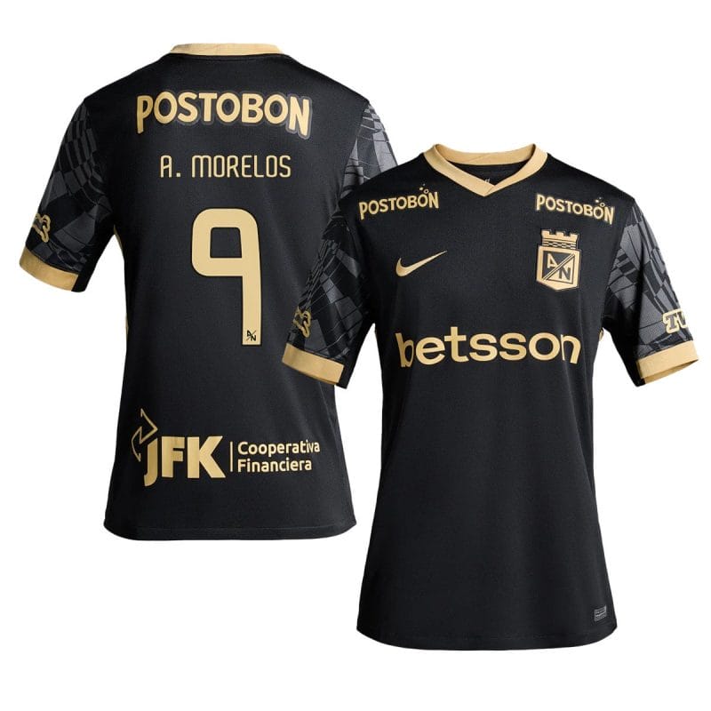 Alfredo Morelos 9 Atlético Nacional 2025-26 Away Men Jersey – Black