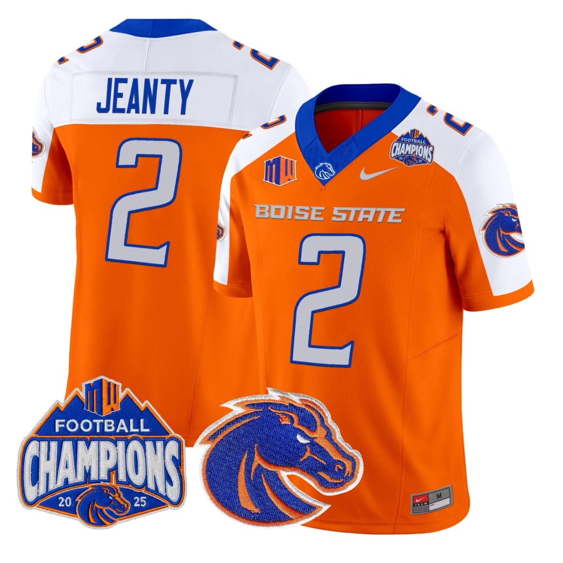 Alternative view of Ashton Jeanty Jersey #2 Boise State Broncos 2025 Mountain West Champions