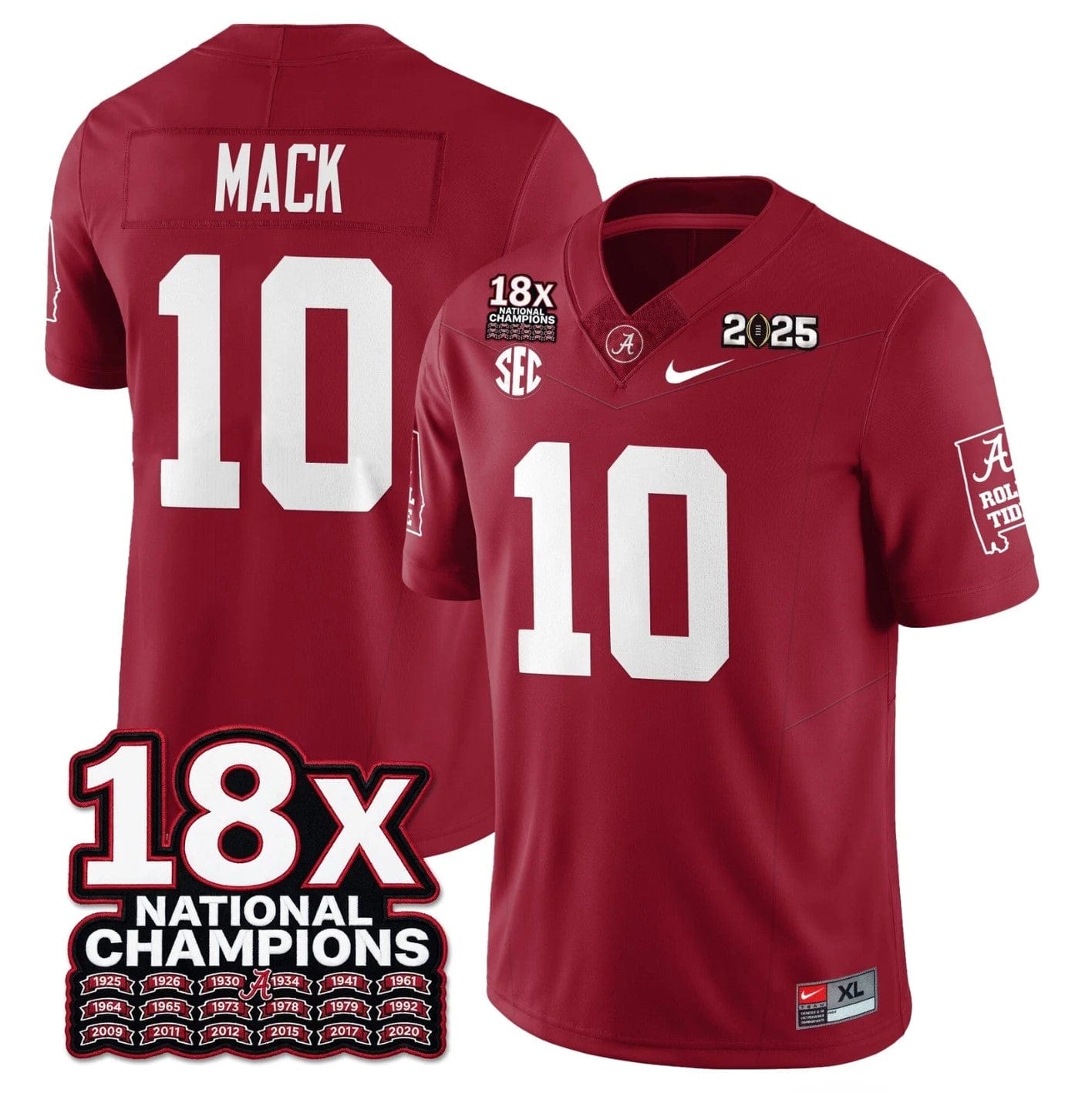 Austin Mack Jersey #10 Alabama Crimson 18x-Time National Champions Stitched - Image 4