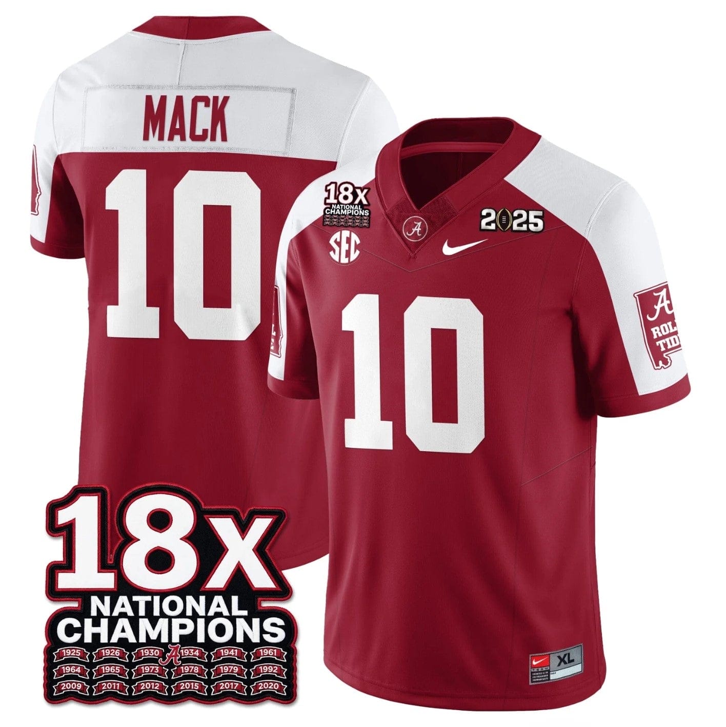 Austin Mack Jersey #10 Alabama Crimson 18x-Time National Champions Stitched - Image 3