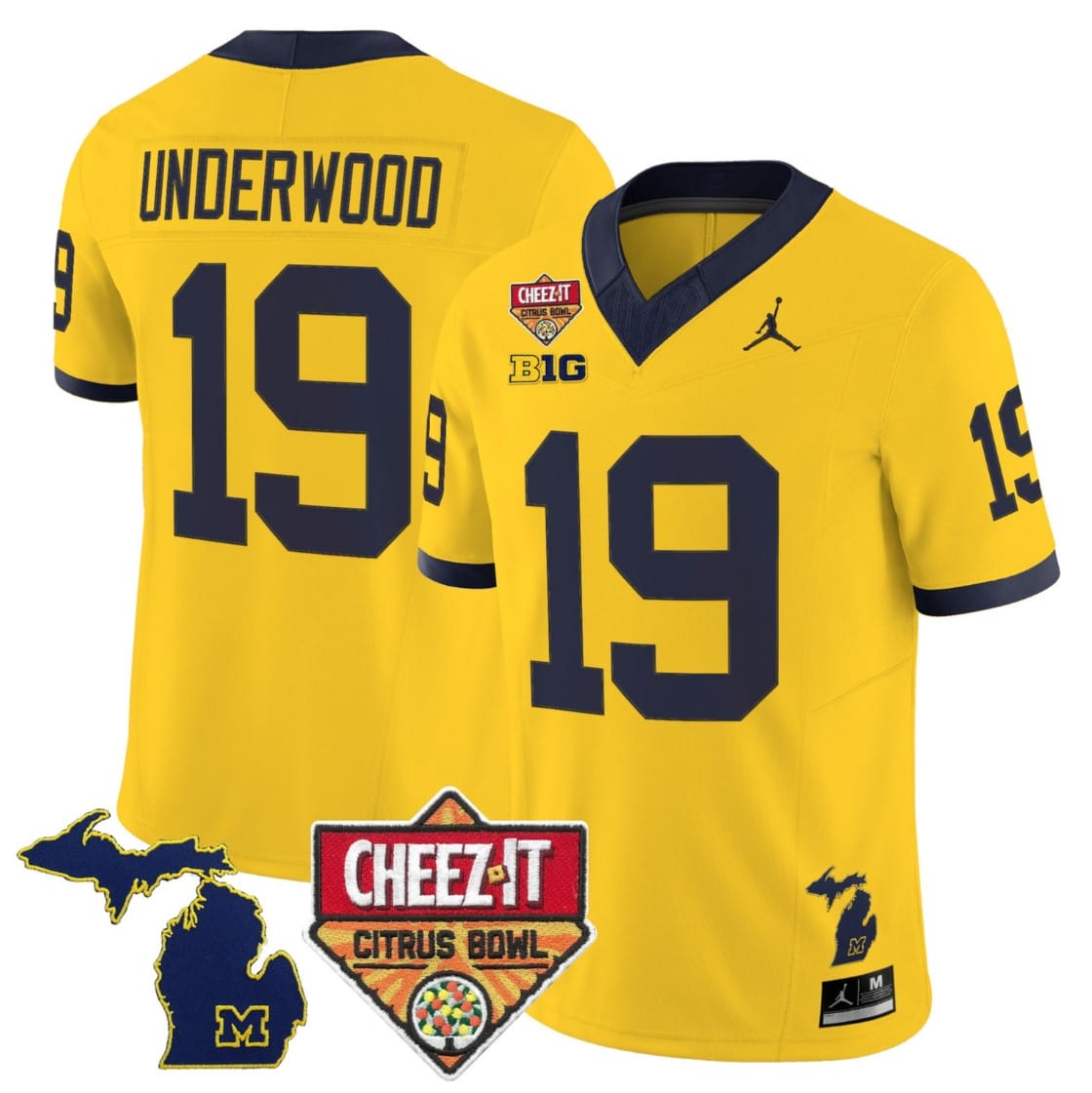 Alternative view of Bryce Underwood Jersey #19 Michigan Wolverines 2025 Cheez-It Citrus Bowl