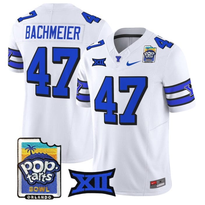 Alternative view of Bear Bachmeier Jersey #47 BYU Cougars 2025 Pop-Tarts Patch Stitched