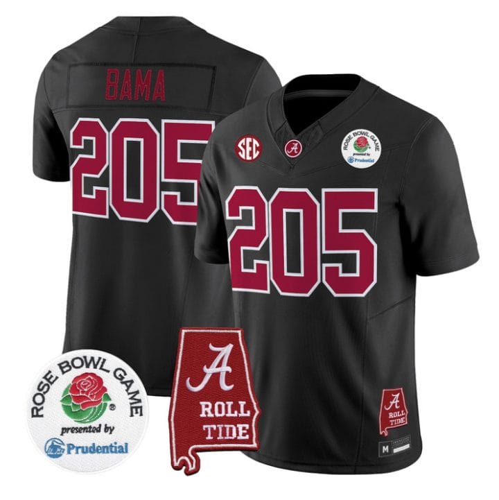 Alternative view of Bama Jersey #205 Alabama Crimson Tide 2026 Rose Bowl Patch Stitched
