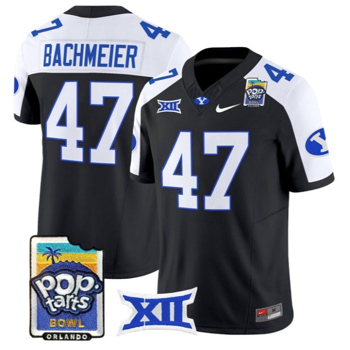 Bear Bachmeier Jersey #47 BYU Cougars 2025 Pop-Tarts Patch Stitched