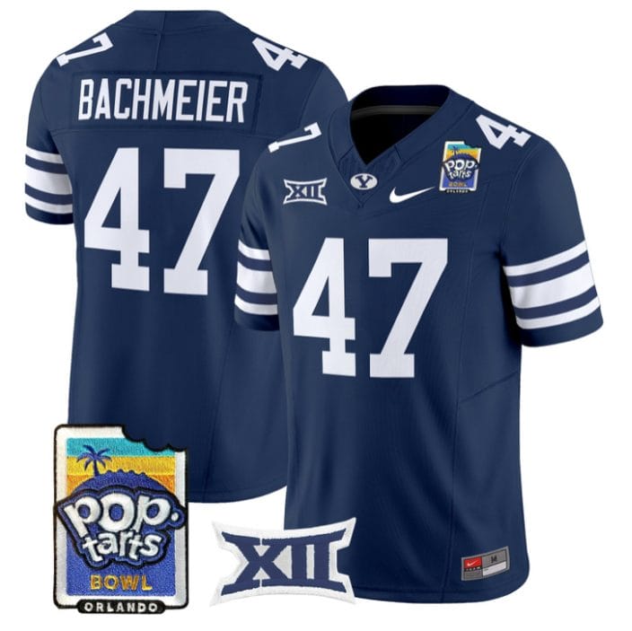 Bear Bachmeier Jersey #47 BYU Cougars 2025 Pop-Tarts Patch Stitched - Image 4