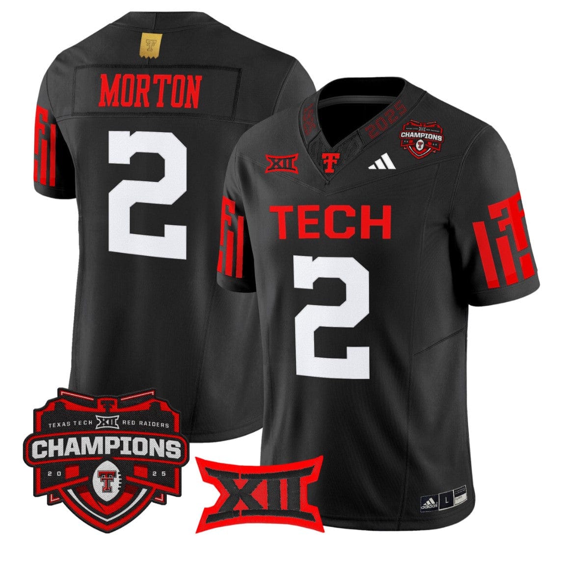Behren Morton Jersey #2 Texas Tech 2025 Big 12 Champions Stitched