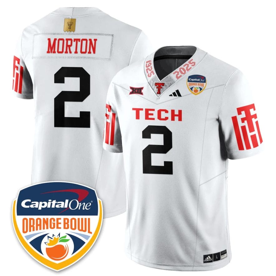 Behren Morton Jersey #2 Texas Tech Red Raiders Orange Bowl Stitched - Image 3