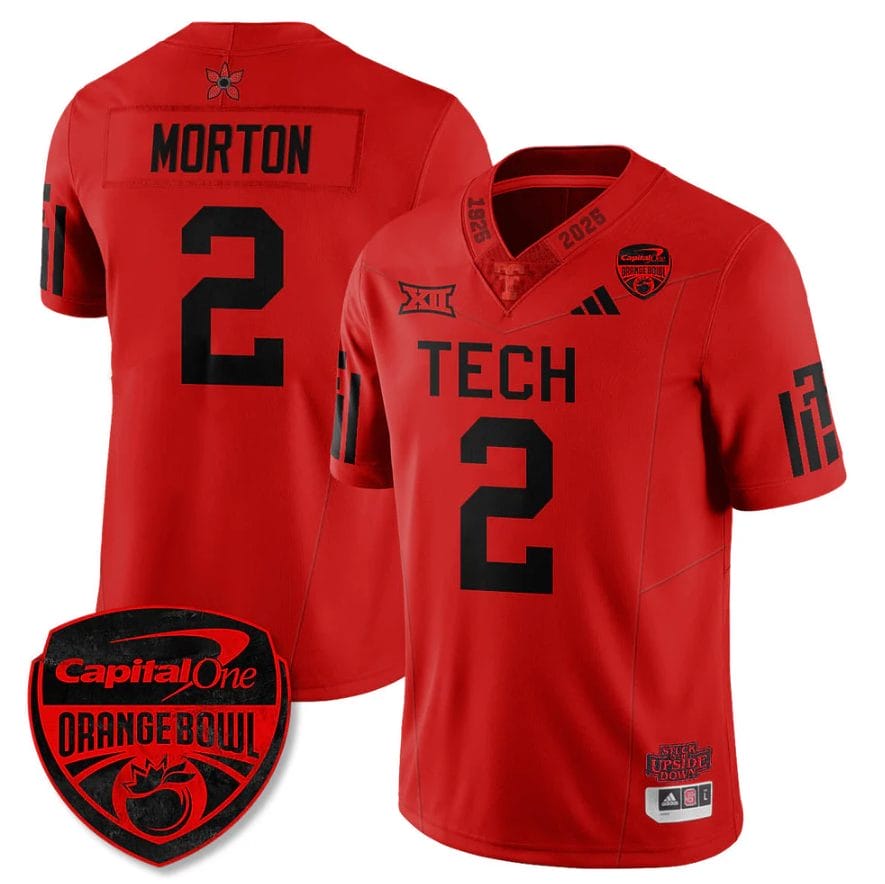 Behren Morton Jersey #2 Texas Tech Red Raiders Stranger Things Orange Bowl Stitched - Image 3