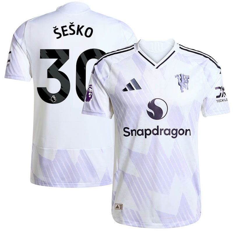 Benjamin Sesko #30 Manchester United Away 2025-26 Match Jersey – White