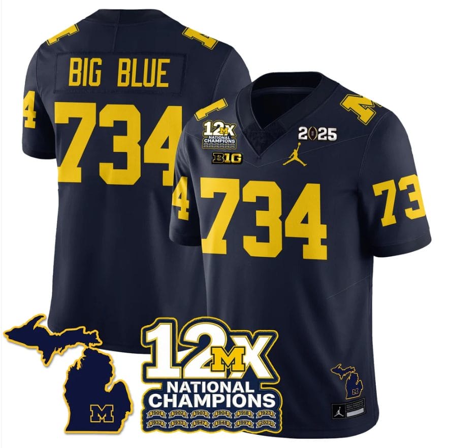 Big Blue Jersey #734 Michigan Wolverines 12x-Time National Champions - Image 4