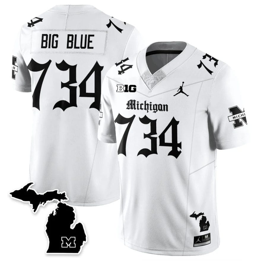 Big Blue Jersey #734 Michigan Wolverines Gothic Vapor Limited Stitched - Image 3