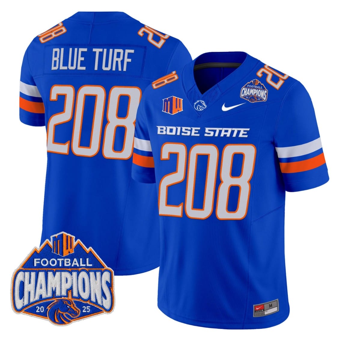 Blue Turf Jersey #208 Boise State Broncos 2025 Mountain West Champions - Image 4