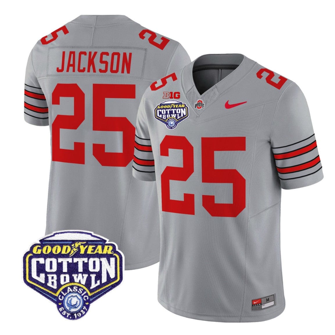 Alternative view of Bo Jackson Jersey #25 Ohio State Heritage Stripe 2025 Cotton Bowl Stitched
