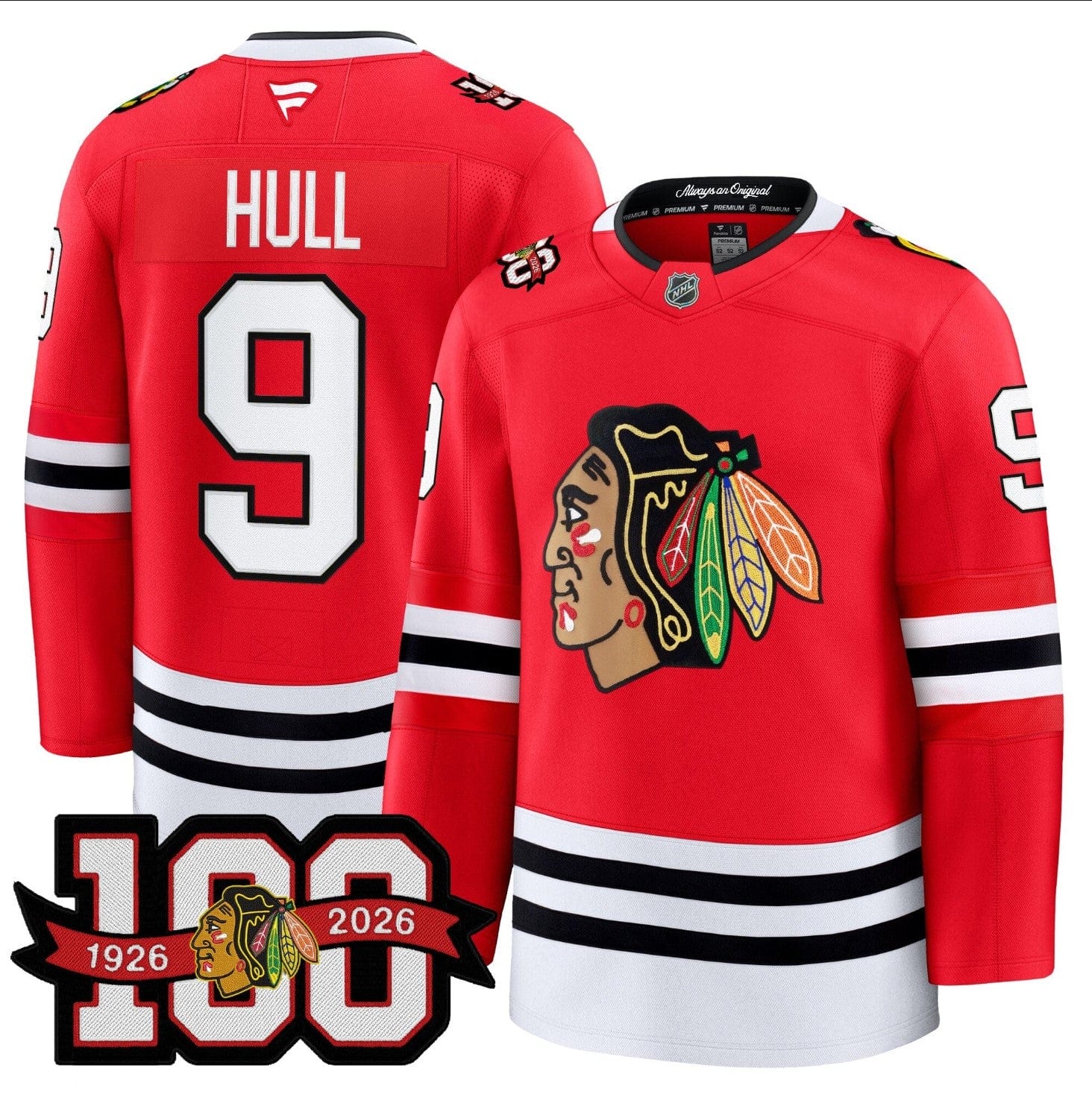 Alternative view of Bobby Hull Jersey #9 Chicago Blackhawks 2025-26 Premium 100th Stitched