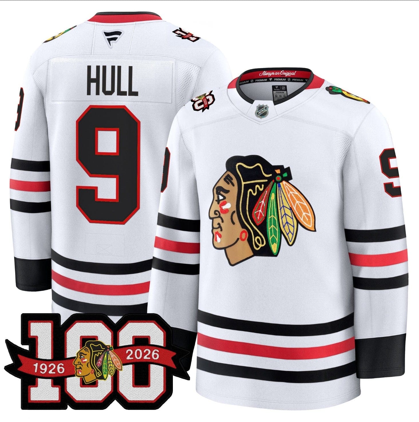 Bobby Hull Jersey #9 Chicago Blackhawks 2025-26 Premium 100th Stitched - Image 3