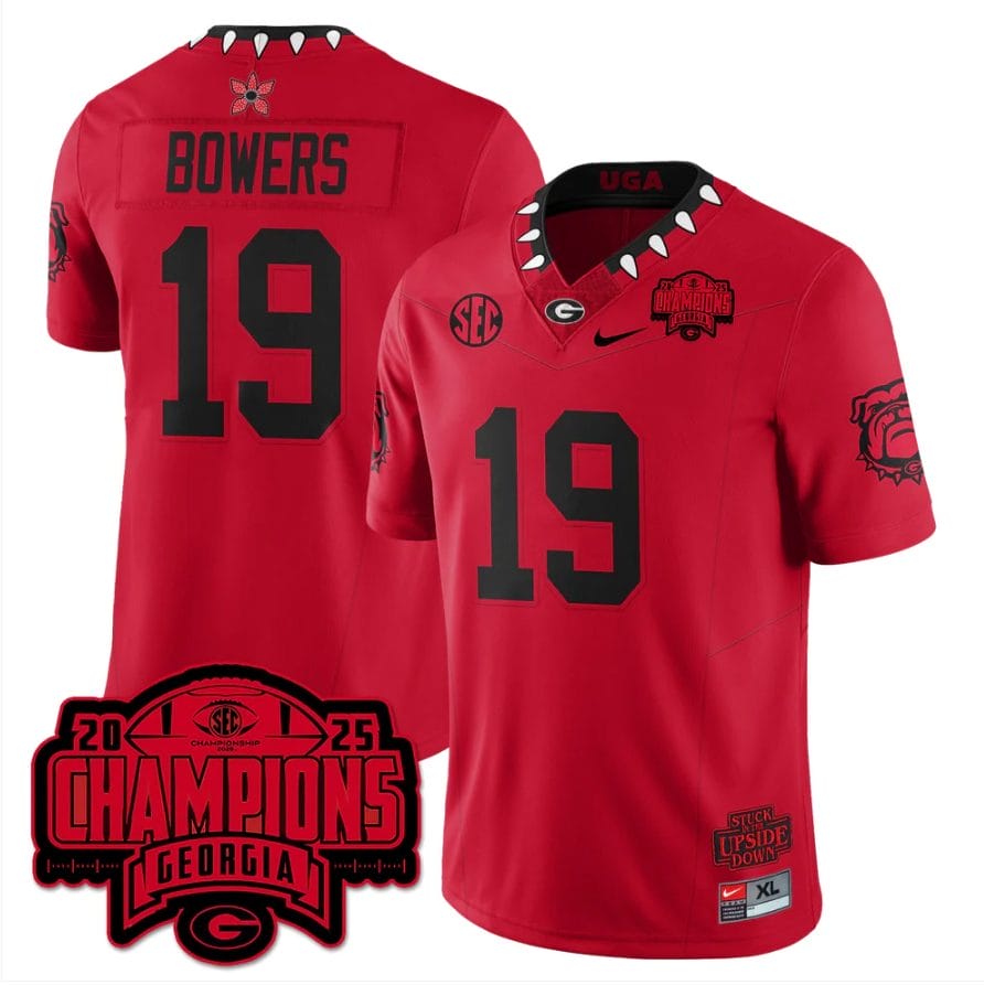 Brock Bowers Jersey #19 Georgia Bulldogs Stranger Things SEC Champions Stitched - Image 3