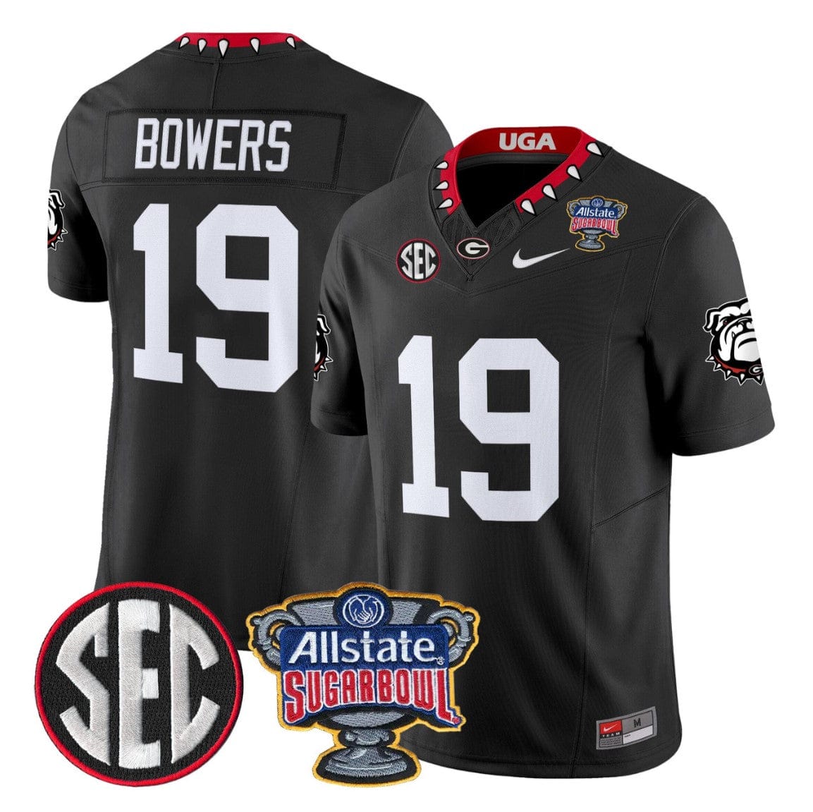 Alternative view of Brock Bowers Jersey #19 Georgia Bulldogs Sugar Bowl Patch Stitched