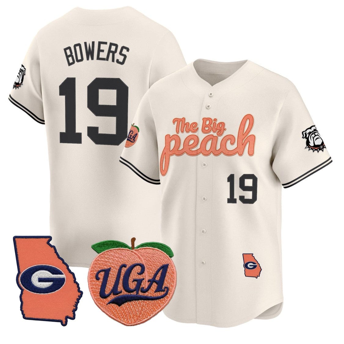 Alternative view of Brock Bowers Jersey #19 Georgia Bulldogs The Big Peach Baseball Stitched