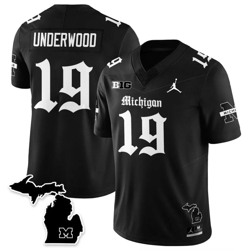 Alternative view of Bryce Underwood Jersey #19 Michigan Wolverines Gothic Vapor Stitched