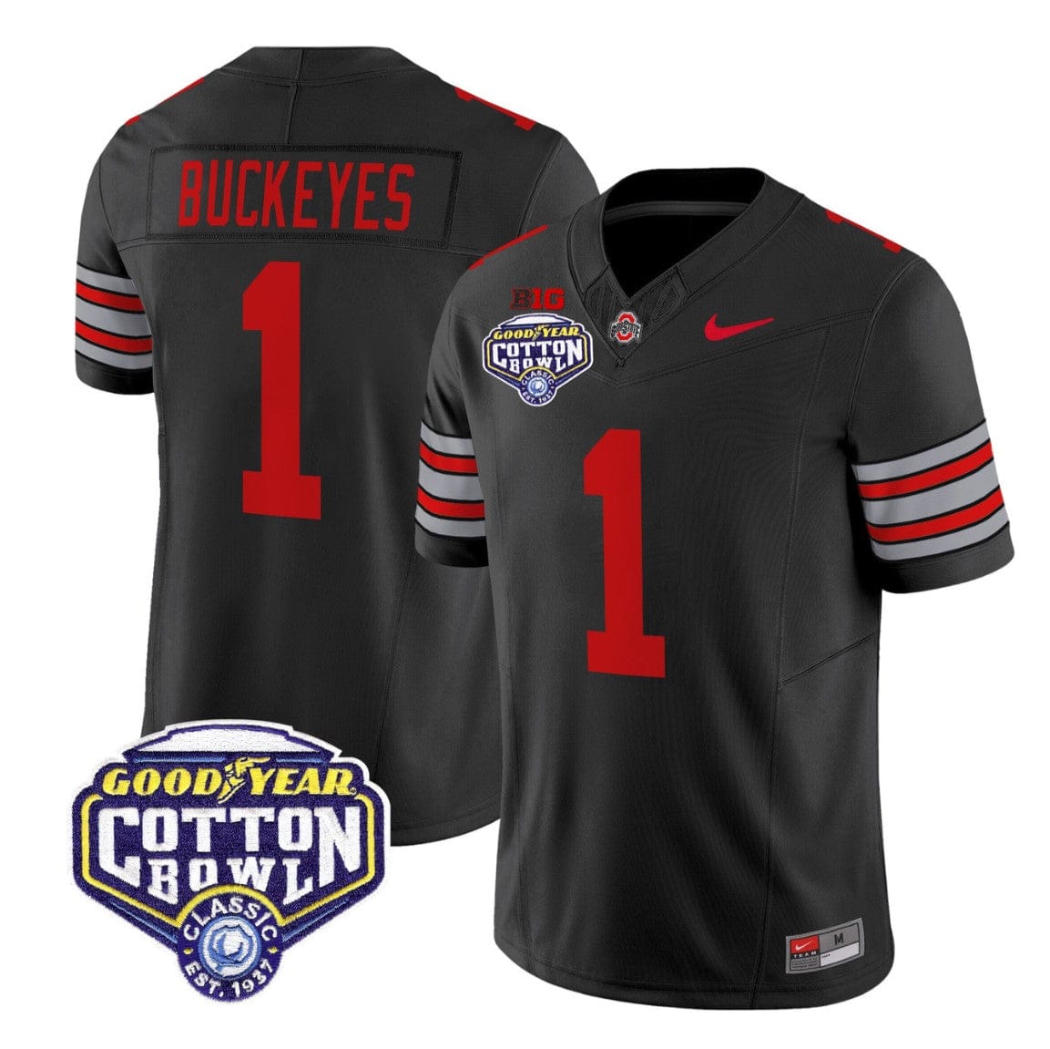 Buckeyes Jersey #1 Ohio State Heritage Stripe 2025 Cotton Bowl Stitched