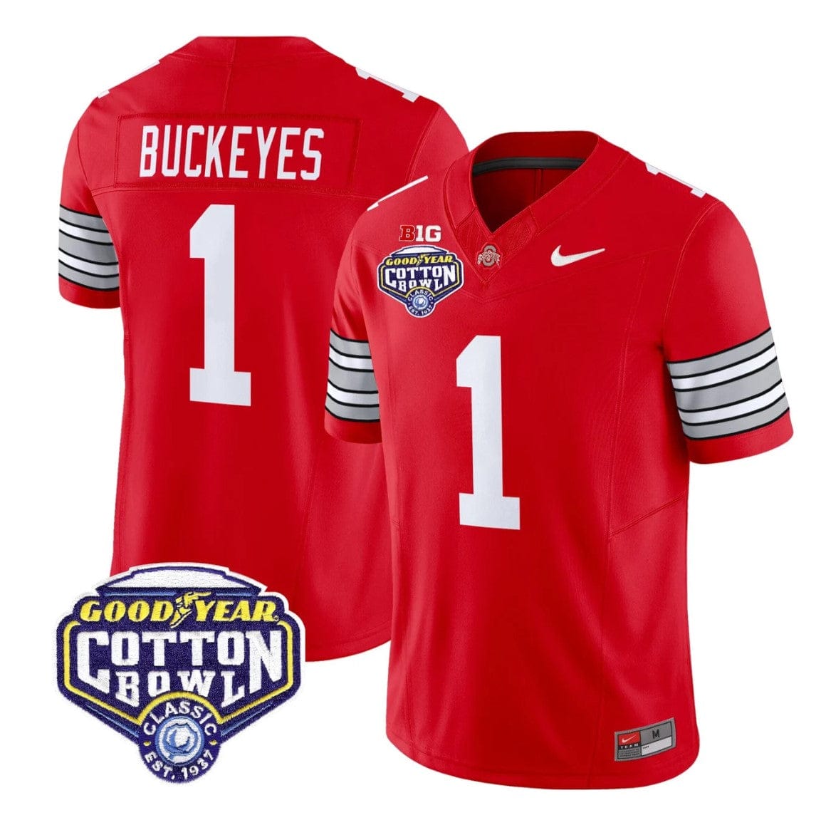 Buckeyes Jersey #1 Ohio State Heritage Stripe 2025 Cotton Bowl Stitched - Image 3