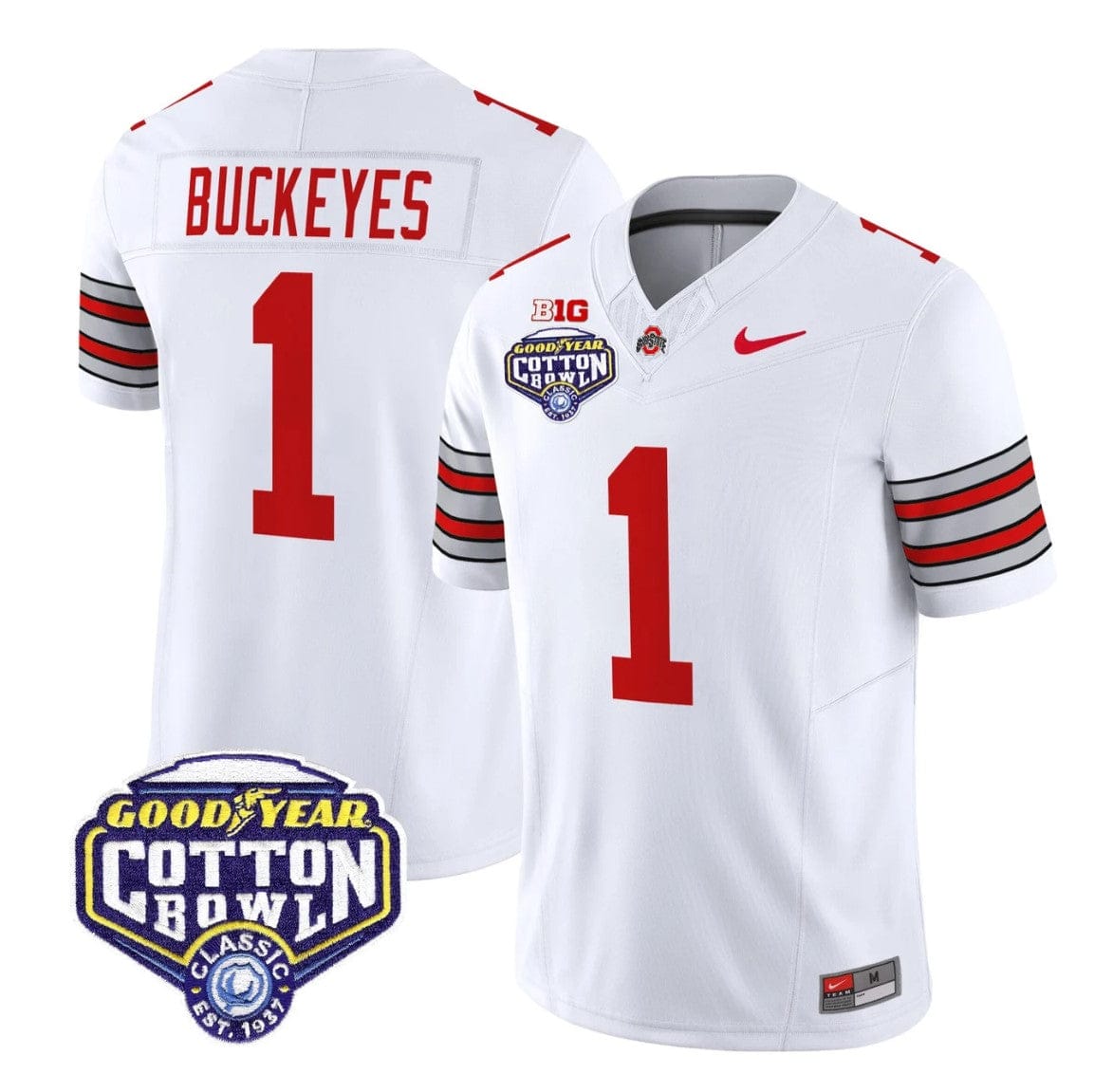 Buckeyes Jersey #1 Ohio State Heritage Stripe 2025 Cotton Bowl Stitched - Image 4