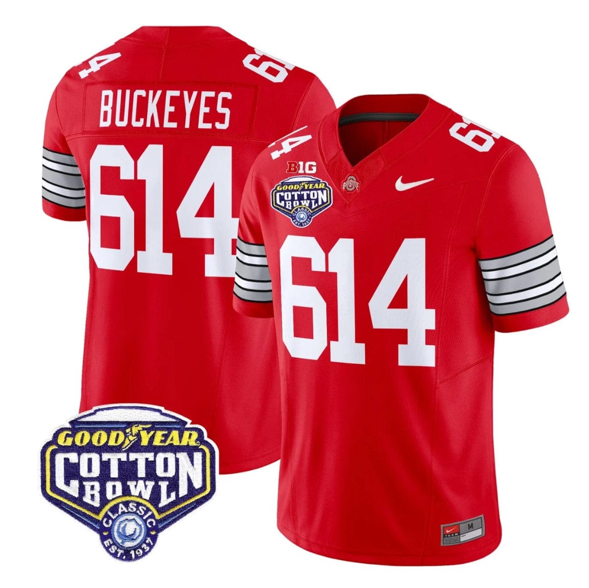 Buckeyes Jersey #614 Ohio State Heritage Stripe 2025 Cotton Bowl Stitched - Image 3