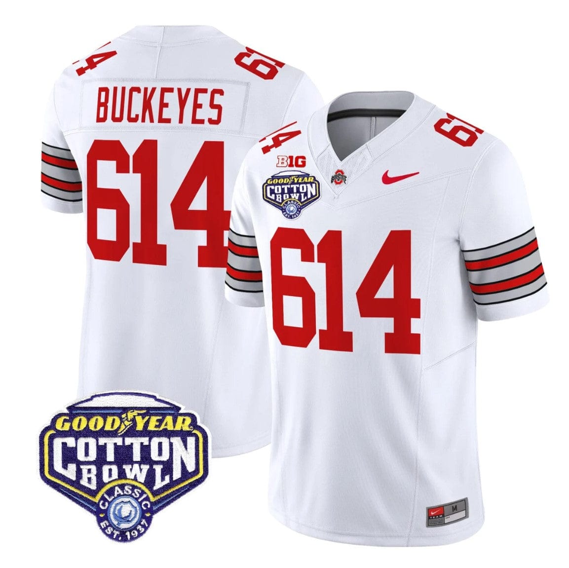Buckeyes Jersey #614 Ohio State Heritage Stripe 2025 Cotton Bowl Stitched - Image 4